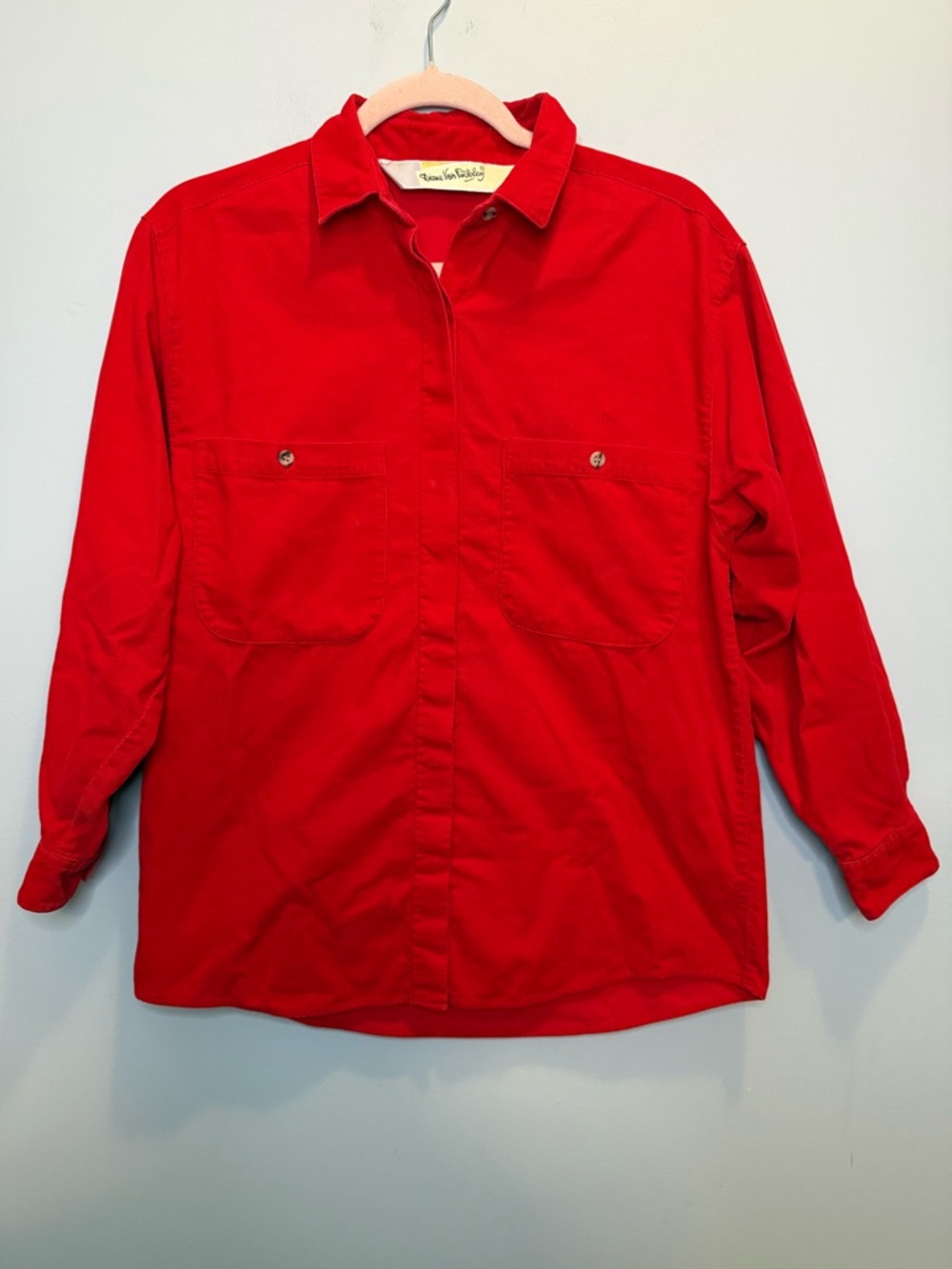Vintage Diane von Furstenberg DVF Red Button-Up Shirt Size Medium